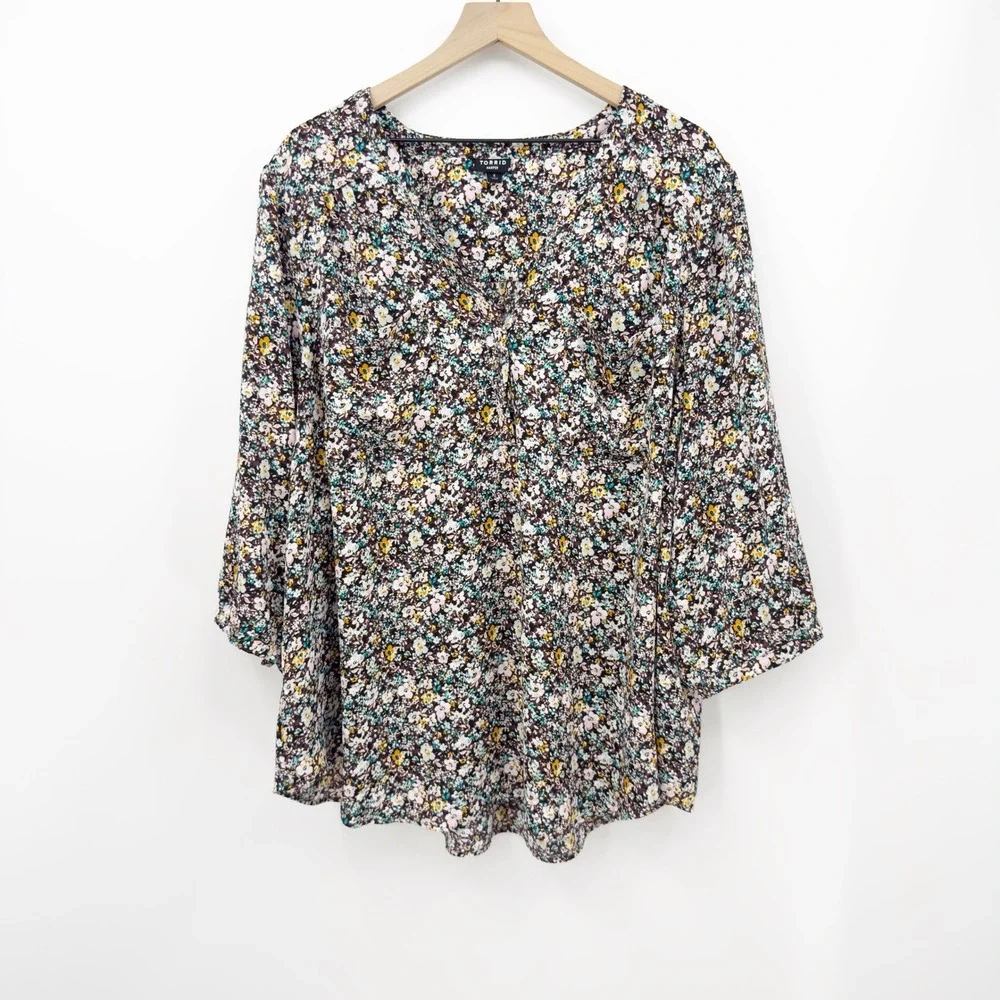 Torrid Harper Blouse Floral Georgette V-Neck 4 Boho Career Cottagecore Romantic
